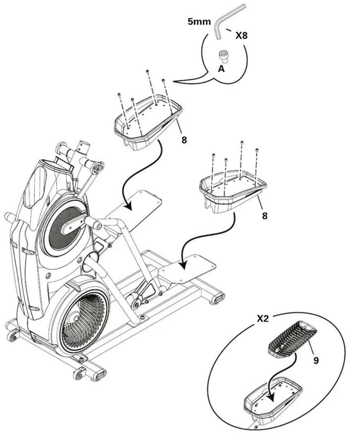 BOWFLEX Max Trainer M3 - Fixez les pédale sur le cadre - 3
