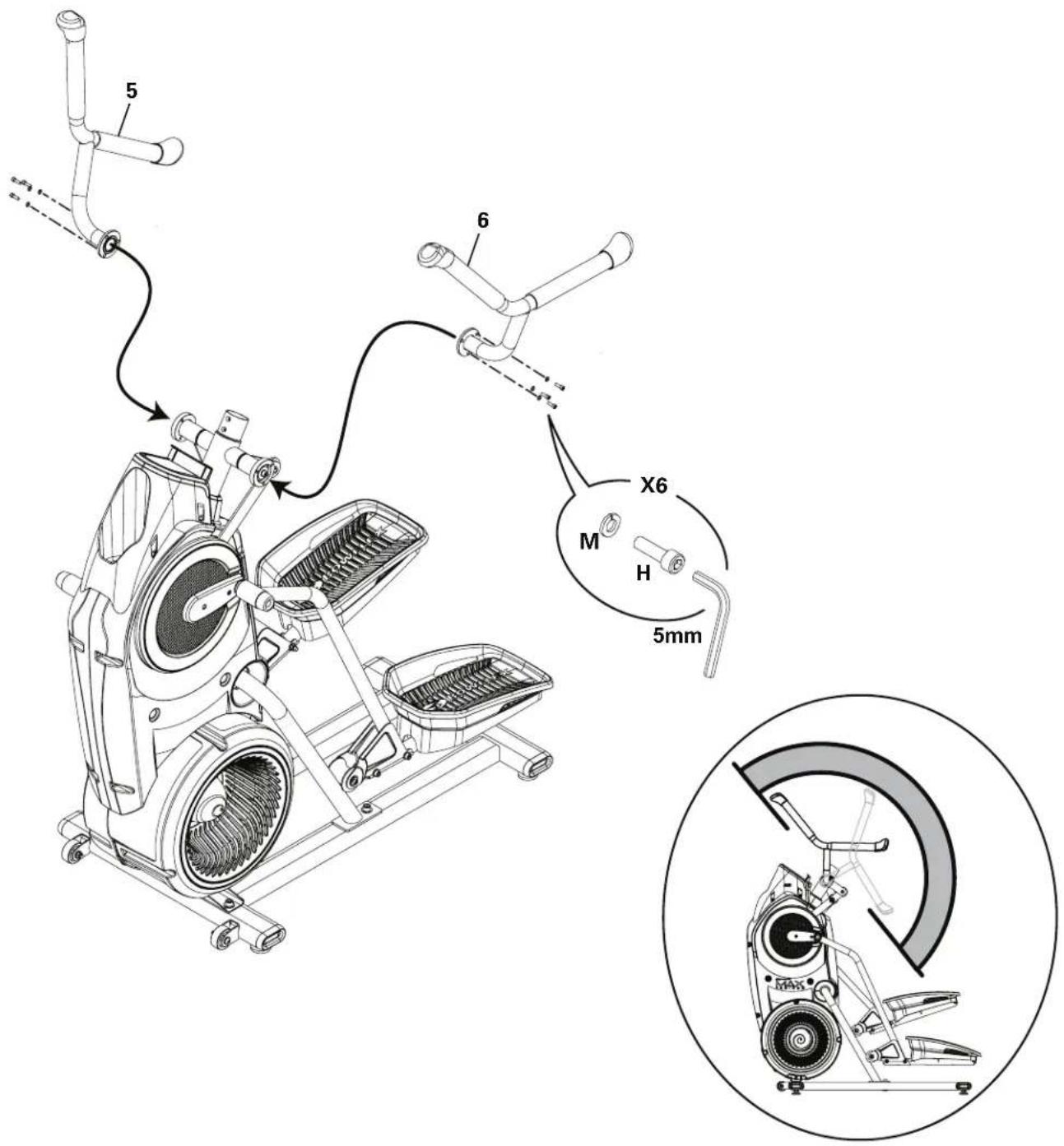 BOWFLEX Max Trainer M3 - Fixez les guidons supérieurs sur le châssis - 2
