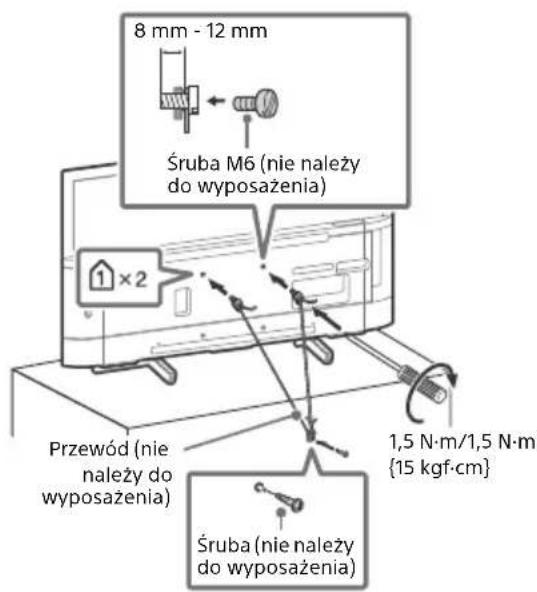 8 mm - 12 mm Śruba M6 (nie należy do wyposażenia) 1×2 Przewód (nie należy do wyposażenia) Śruba (nie należy do wyposażenia) 1,5 N·m/1,5 N·m {15 kgf·cm}
