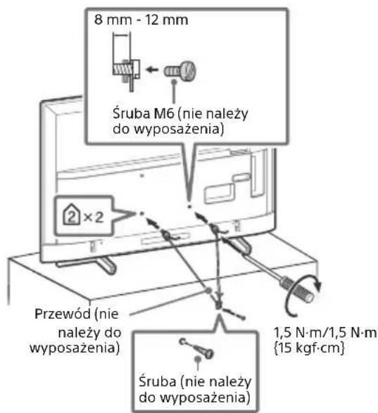 8 mm - 12 mm Śruba M6 (nie należy do wyposażenia) Przewód (nie należy do wyposażenia) Śruba (nie należy do wyposażenia) 1,5 N·m/1,5 N·m {15 kgf·cm}