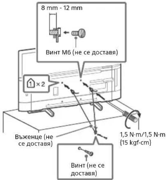 8 mm - 12 mm Винт М6 (не се доставя) 1 x 2 Въженце (не се доставя) 1,5 N·m/1,5 N·m {15 kgf·cm} Винт (не се доставя)