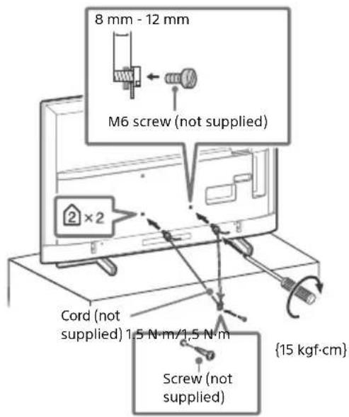 8 mm - 12 mm M6 screw (not supplied) Cord (not supplied) 1.5 N·m/1.5 N·m Screw (not supplied) {15 kgf·cm}