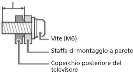Vite (M6) Staffa di montaggio a parete Coperchio posteriore del televisore
