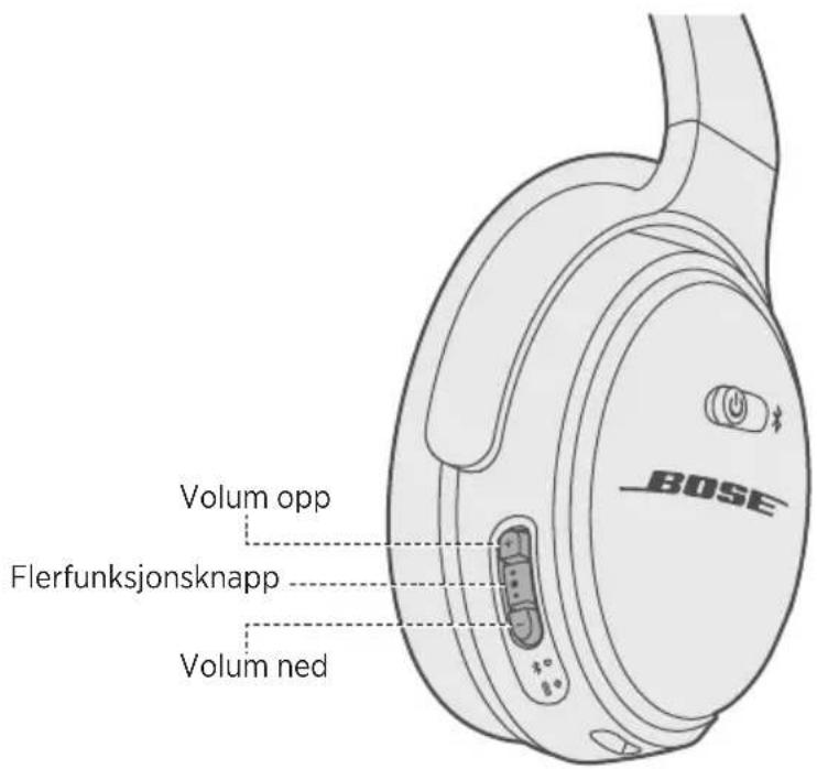 BOSE QuietComfort 35 II - Funksjoner for medieavspilling og volum - 1