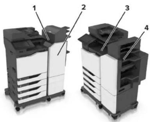 LEXMARK XC8160dte - Zones de bourrage de l'unité de finition - 1