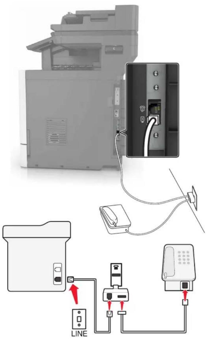 LEXMARK XC8160dte - Connexion de l'imprimante à une prise murale non RJ11 - 1