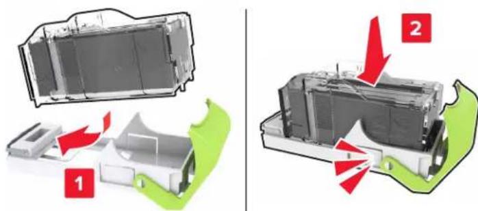 LEXMARK XC8160dte - Remplacement du support de la cartouche d'agrafes dans l'unité de finition d'agrafage/perforation multiposition - 4
