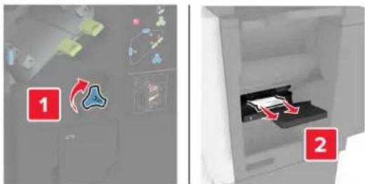 LEXMARK XC8160dte - Bourrage papier dans le bac de l'unité de finition d'agrafage - 2
