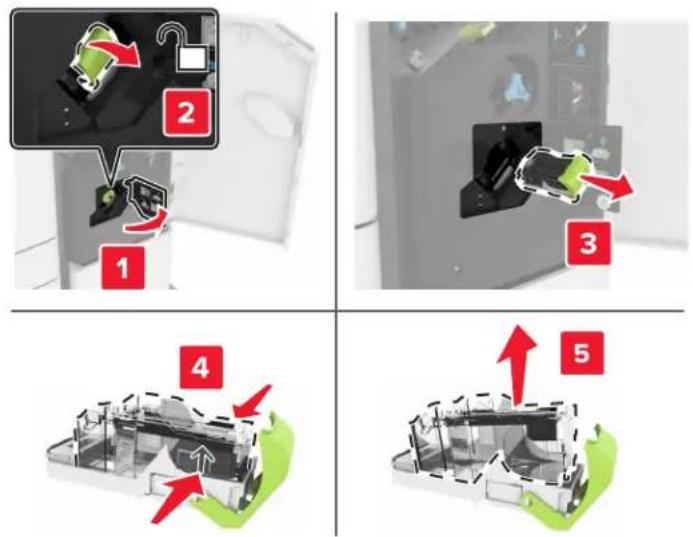 LEXMARK XC8160dte - Remplacement de la cartouche d'agrafes dans l'unité de finition d'agrafage/perforation multiposition - 2
