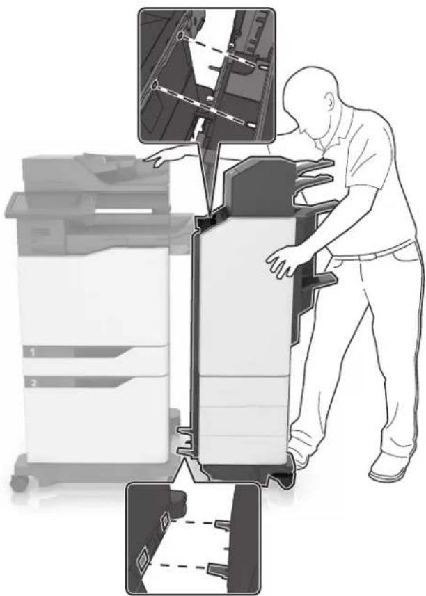 LEXMARK XC8160dte - Installation de l'unité de finition d'agrafage/perforation multiposition - 9