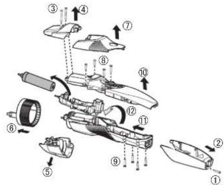 PANASONIC ERGB44 - Extracción de la batería recargable interna - 1