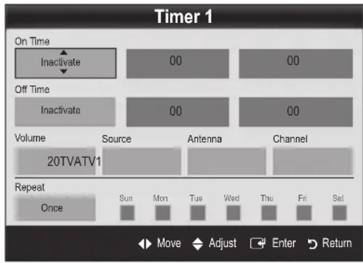 SAMSUNG UE37C5700QS - Setting the On/Off Timer - 1