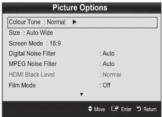 SAMSUNG UE37C5700QS - Picture Options - 1