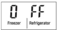 LG LFCS27596S - Q: My refrigerator is powered on and the controls are working, but it's not cooling and the display shows "OFF" (see below). What is wrong? - 1