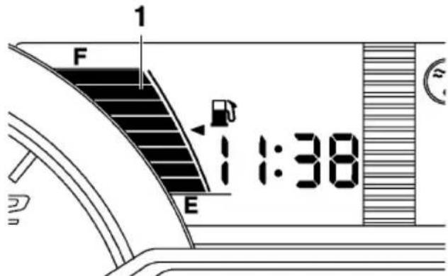 YAMAHA APEX XTX (2011) - Afficheur du niveau du carbu- rant et indicateur de chaleur des poignées chauffantes et du chauffe-pouce - 1