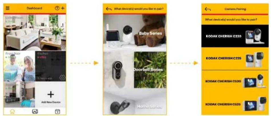 KODAK Cherish C225 - Étape 3 : Ajout du moniteur pour bébé à votre application - 1