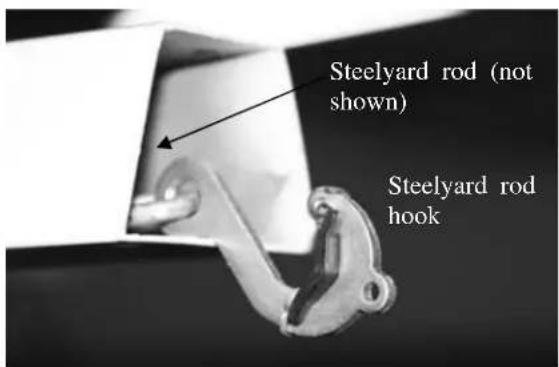 Steelyard rod (not shown) Steelyard rod hook