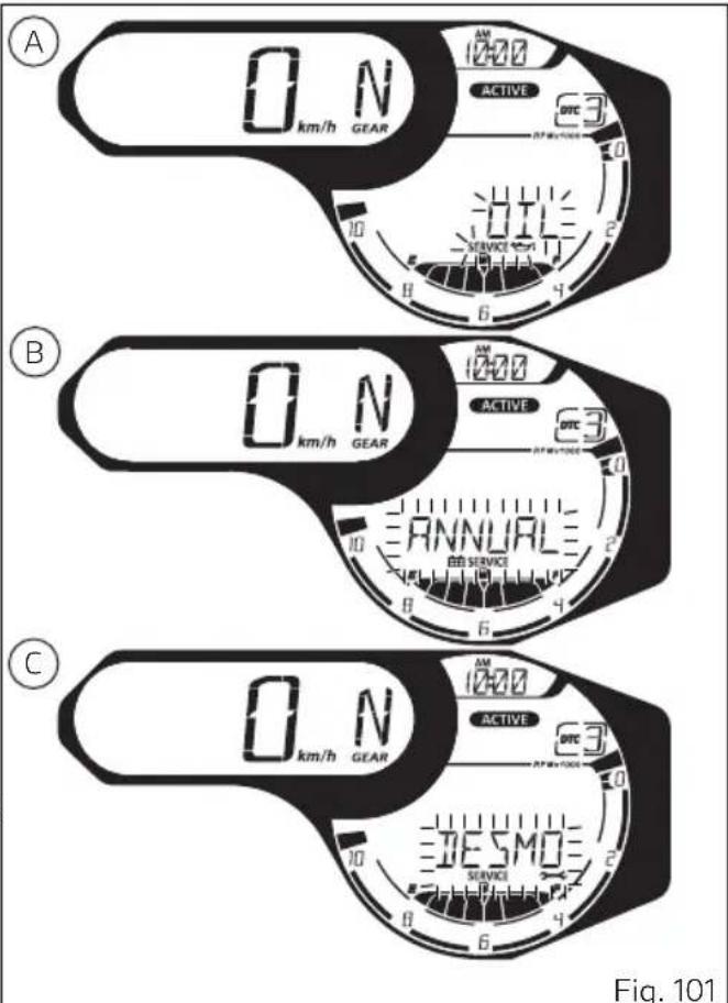 DUCATI 1100 (2020) - Indication OIL SERVICE ou SERVICE DATE ou DESMO SERVICE - 1