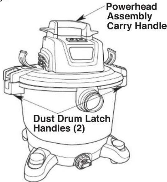 Craftsman CMXEVBE17590 - Moving the Wet/Dry Vac (Fig. J) - 1