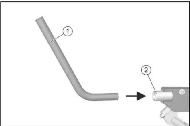 Diagram showing a pipe fitting with labeled parts and a close-up of the component being inserted