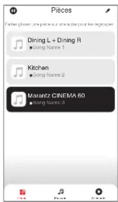 MARANTZ Cinema 60 - Appuyez sur l'onglet "Pièces" et sélectionnez "Marantz CINEMA 60" s'il existe plusieurs produits avec HEOS intégré. - 2