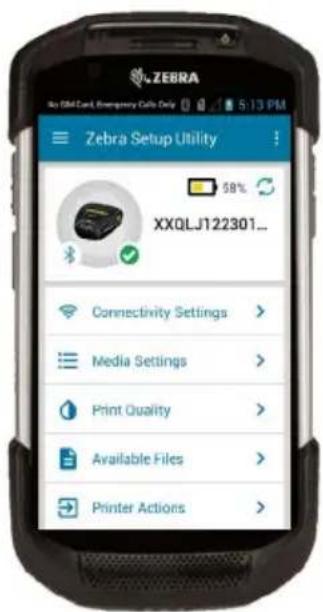 ZEBRA ZQ300 - Application Zebra Printer Setup Utility (sous Android) - 1