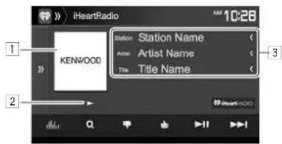 KENWOOD DDX24BT - Indications et touches sur l'écran de commande de la source - 2