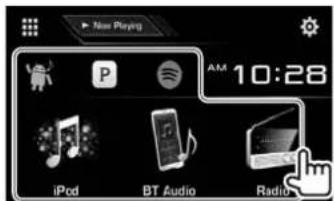 KENWOOD DDX24BT - Selection de la source de lecture sur l'écran d'accueil - 1