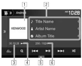 KENWOOD DDX24BT - Indications et touches sur l'écran de commande de la source - 1