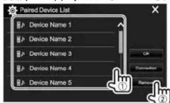 KENWOOD DDX24BT - Suppression d'un périphérique Bluetooth enregistré - 2