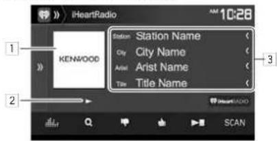 KENWOOD DDX24BT - Indications et touches sur l'écran de commande de la source - 1
