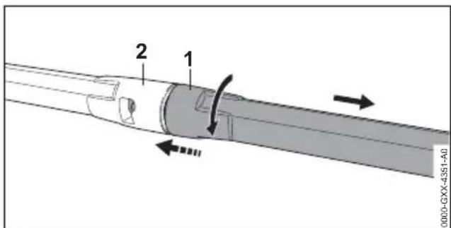STIHL RE 150 - Spuitlans verwijderen - 1