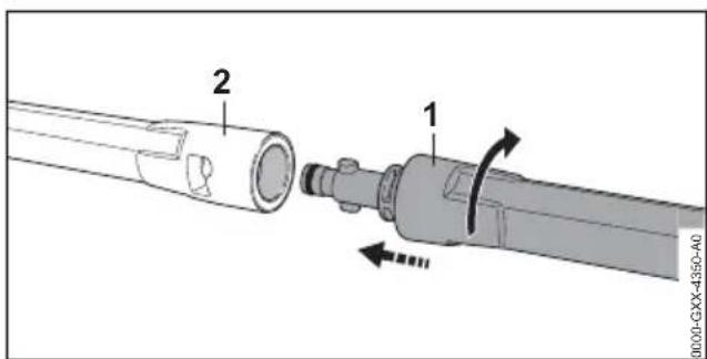 STIHL RE 150 - Spuitlans aanbrengen - 1