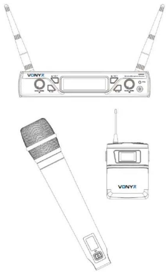 Vonyx WM62 - WM62 UHF Wireless Microphone set - 1