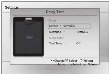 SAMSUNG HTD450K - Setting up the Speaker Delay Time - 1