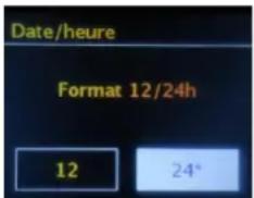 Date/heure Format 12/24h 12 24°