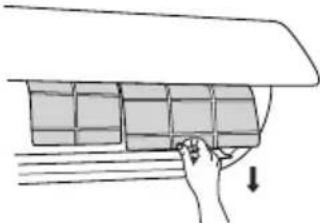 SAMSUNG AR09BVHGAWKAF - Retirez le filtré   Retirez le filtré comme indiqué sur la figure. - 1