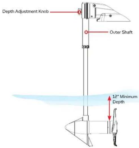 Minn Kota Edge Edge 45 - ADJUSTING THE DEPTH OF THE MOTOR - 1