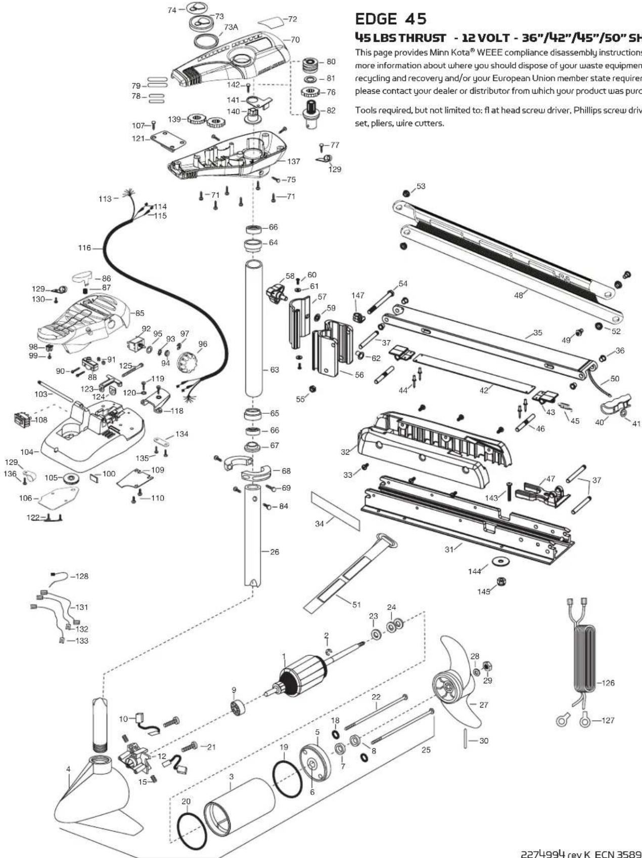 Minn Kota Edge Edge 45 - PARTS DIAGRAM - 1