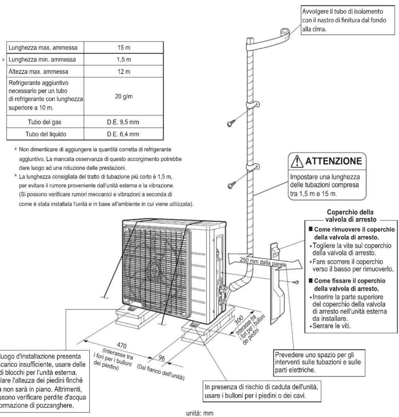 DAIKIN ARX25K2V1B - Schemi di installatione dell'unita esterna - 1
