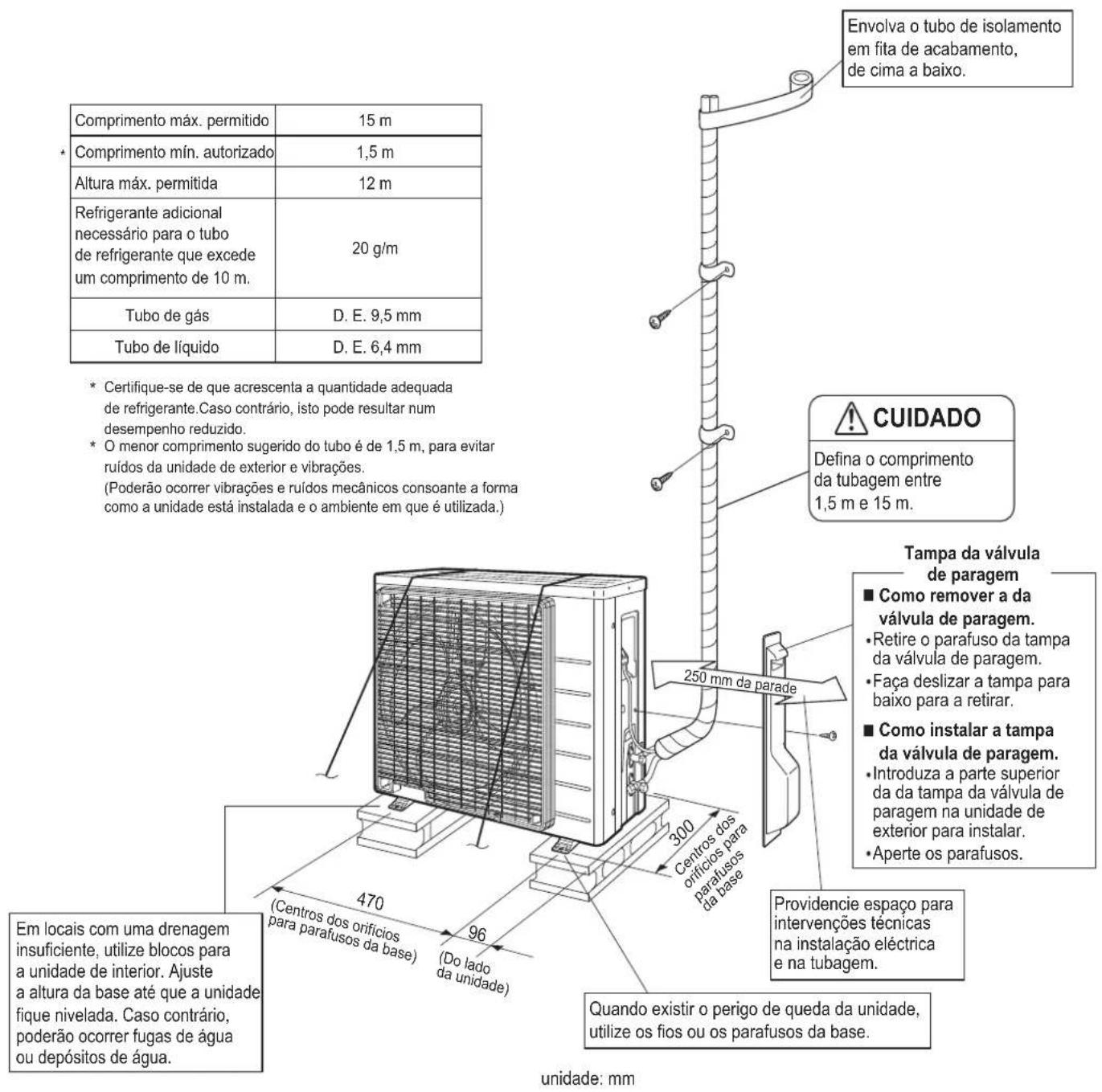 DAIKIN ARX25K2V1B - Desenhos de instalacao da unidade de exterior - 1