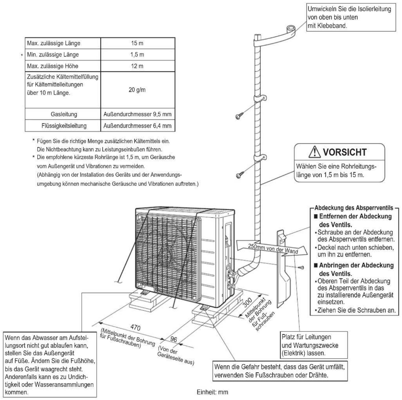 DAIKIN ARX25K2V1B - Zeichnung für die Installation des Außergeräts - 1