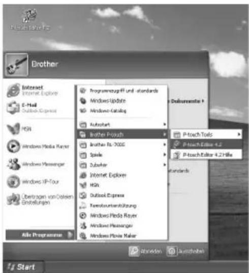 Brother Internet Internet Explorer E-Mail Outlook Express MSI Windows Media Player Windows Messenger Windows XP-Tour Overtragen von Osten Getstellungen Aile Programmer Programmogriff und -standards Windows Update Windows Catalog Autostart Brother P-touch Another Fis 700G Spiele Subalter Internet Explorer MSI Outlook Express Remokurtsenflösung Windows Media Player Windows Messenger Windows Movie Maker P-touch Tools P-touch Editor 4.2 P-touch Editor 4.2 Hille Standards Start