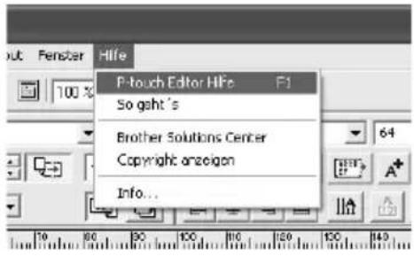 P-touch Editor Hife So goht's Brother Solutions Center Copyright anzeigen Info...