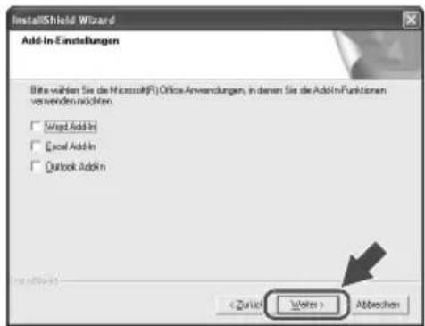 InstallShield Wizard Add-In-Einstellungen Bitte wählen Sie de Microsoft(F1) Office Anwendungen, in denen Sie die AddIn/Funktionen verwenden können. □ Write Add In □ Excel Add In □ Outlook Add In < Zurich Weiter > Abbeichen