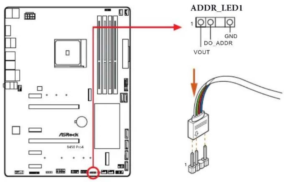 ASROCK B450 Pro4 - Connecting the Addressable RGB LED Strip - 1