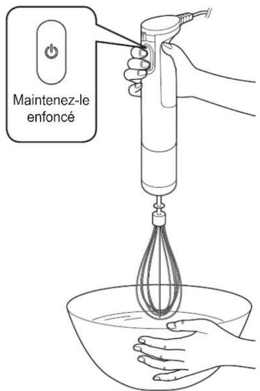 PANASONIC MXSS1 - Insérez le fouet dans le bol et maintenez le bouton d'alimentation enfoncé pour commencer. - 1