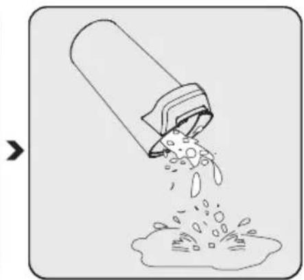 Illustration of a container pouring liquid into a granular substance (no text or symbols).