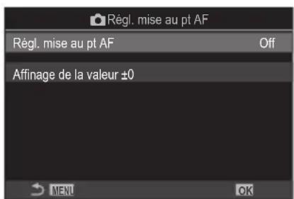 OM SYSTEM OM1 Mark II - Utilisation de la valeur de réglage de mise au point enregistrée - 1