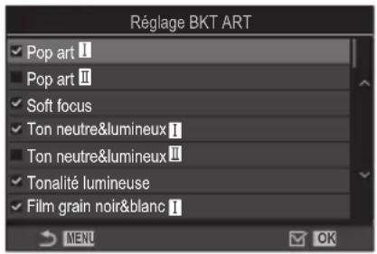 OM SYSTEM OM1 Mark II - Configuration du bracketing du filtré artistique - 1